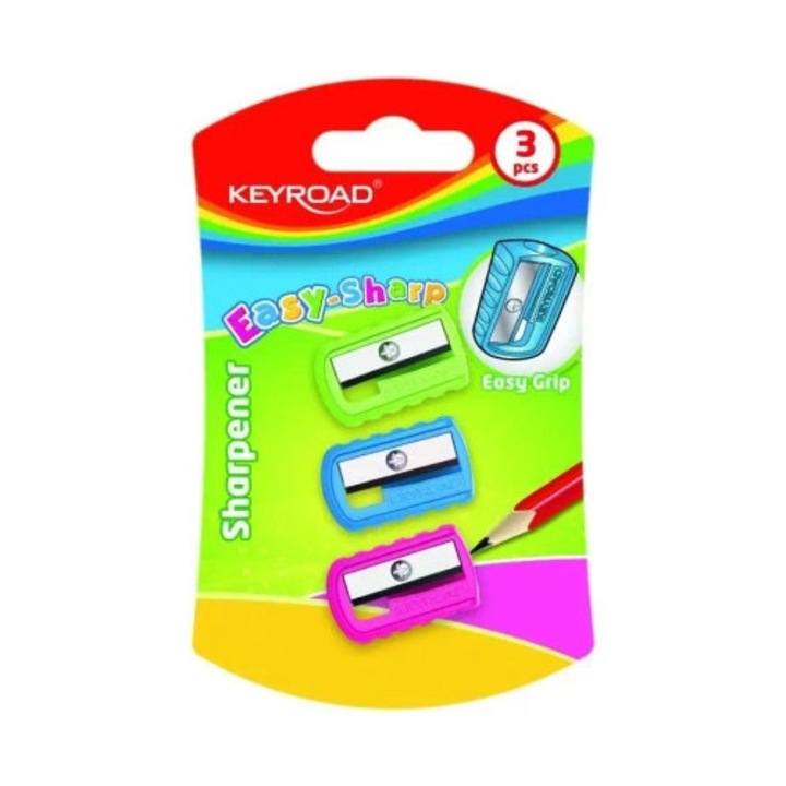 Keyroad műanyag hegyező készlet, 2 darab, vegyes színek
