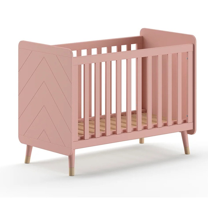 Детско легло, Furnlux, Billy, бледо розово-лилаво, масивно дърво, 68x124x94 см