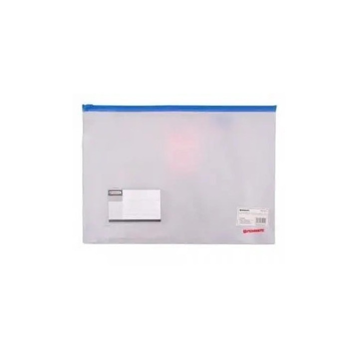 Mapa A4 Penmate, transparenta, cu fermoar albastru