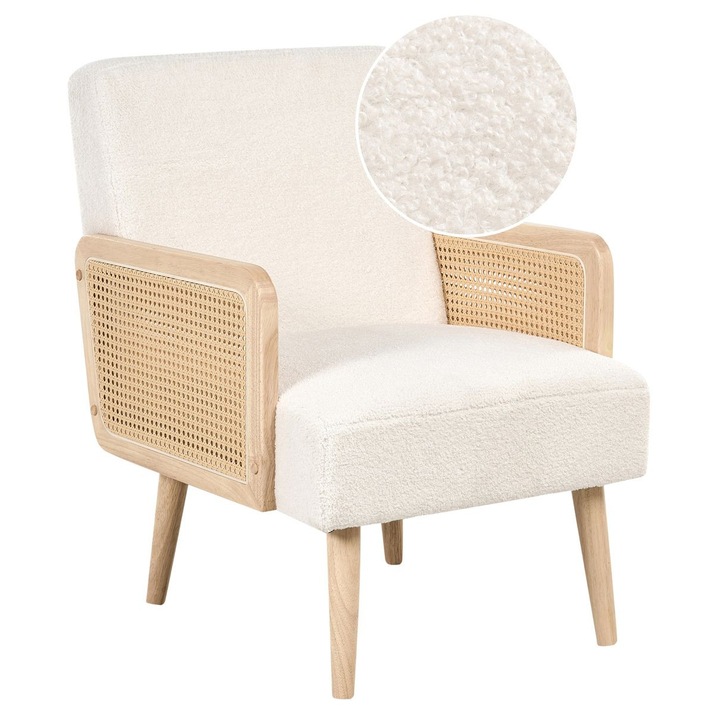 Fotoliu Hojby Boucle Alb-murdar