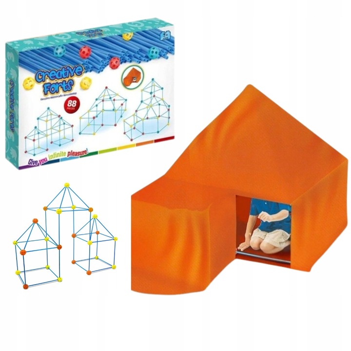 Set De Constructie A Bazei, Multicolor, 10x10 cm, 59 Paie Pentru Constructie, 29 Conectori In Culori Diferite, 1 Foaie Portocalie, Ambalaj Original, 88 De Elemente