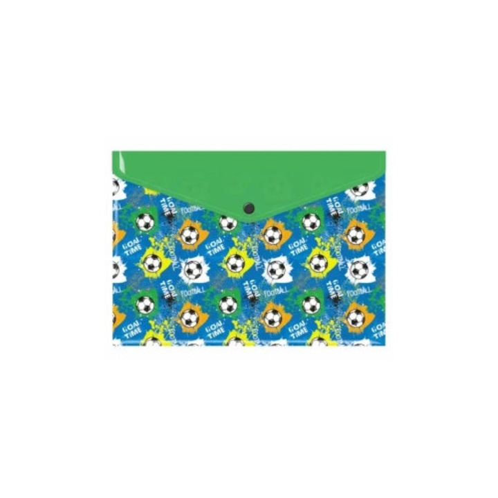 Mapa A4 Biurfol, cu imprimeu fotbal, inchisa cu capse, din folie PP