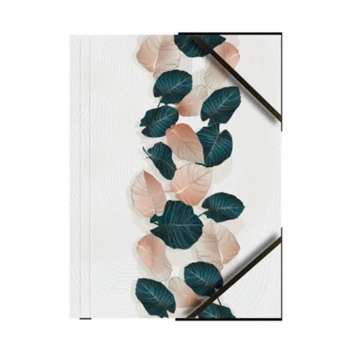 Dosar carton A4 Tetis, carton, 6 bucati, grafica frunze, 320x240mm