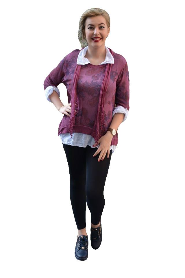 Bluza tinereasca, asimetrica, cu esarfa,D&J Exclusive, Marsala