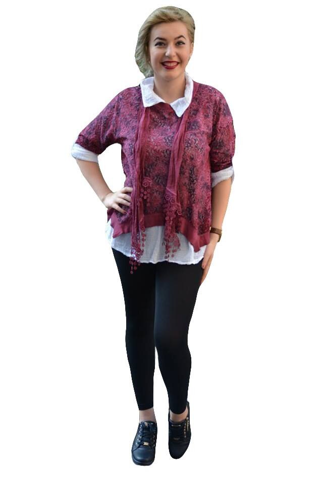 Bluza moderna, compusa din trei piese,D&J Exclusive, Marsala