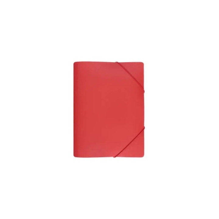 Dosar Biurfol rosu cu elastic, 3 compartimente, din PP