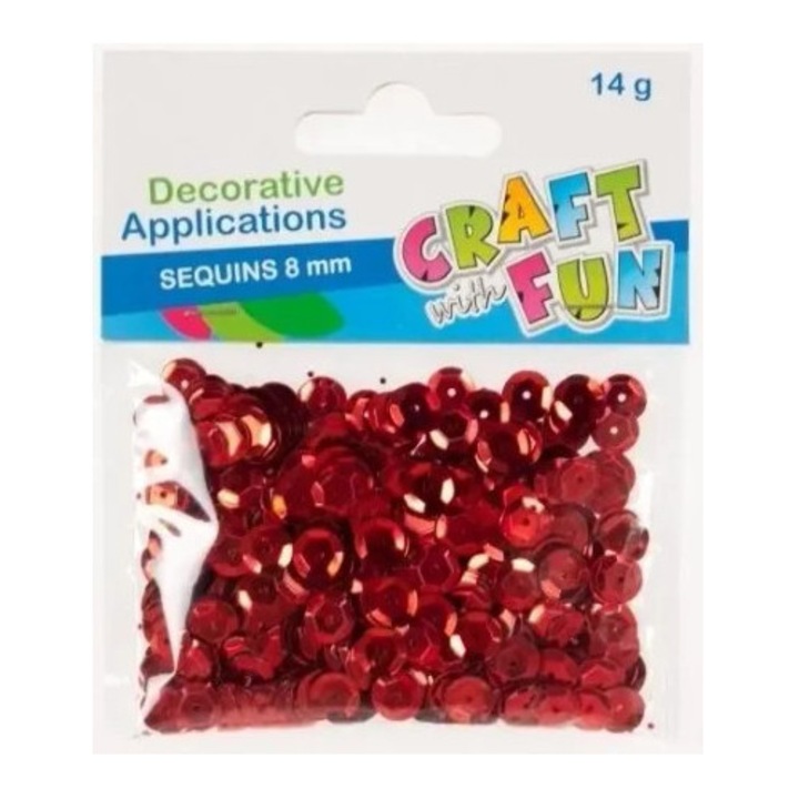 Set de paiete metalice 8mm, Craft with Fun, rosu