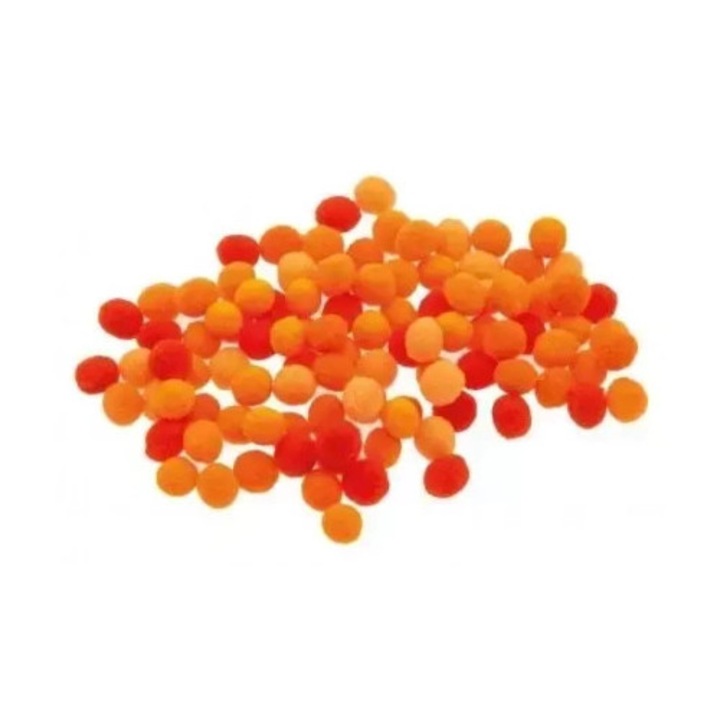 Pompon készlet, BREWIS, narancssárga 10mm 100 darab
