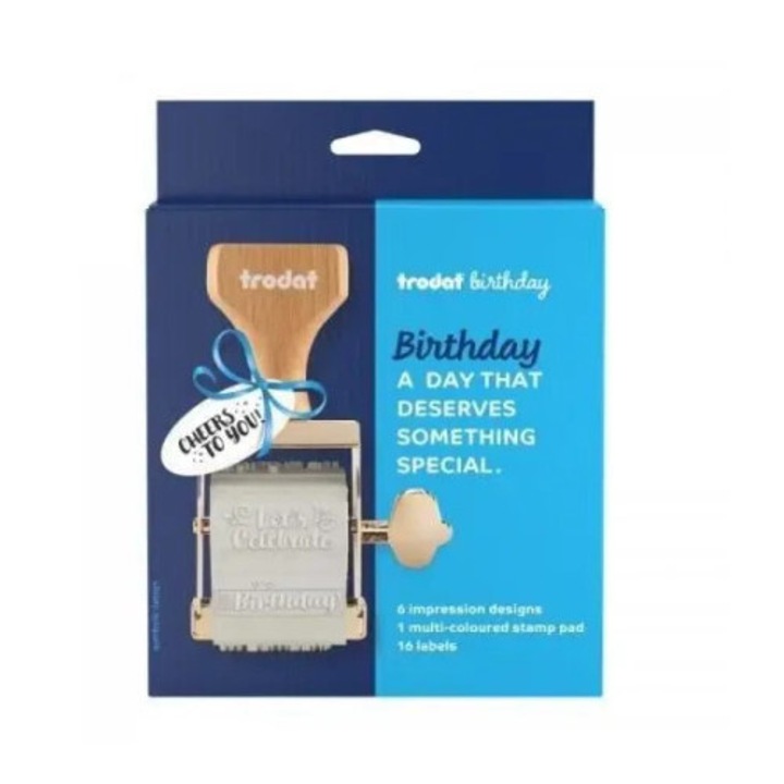 Set stampile Trodat Birthday, 16 etichete, 3 culori