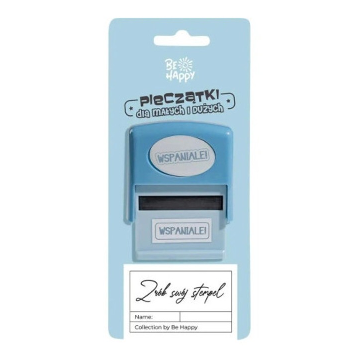 Stampila, Be-Happy Gifts, albastru,cu text