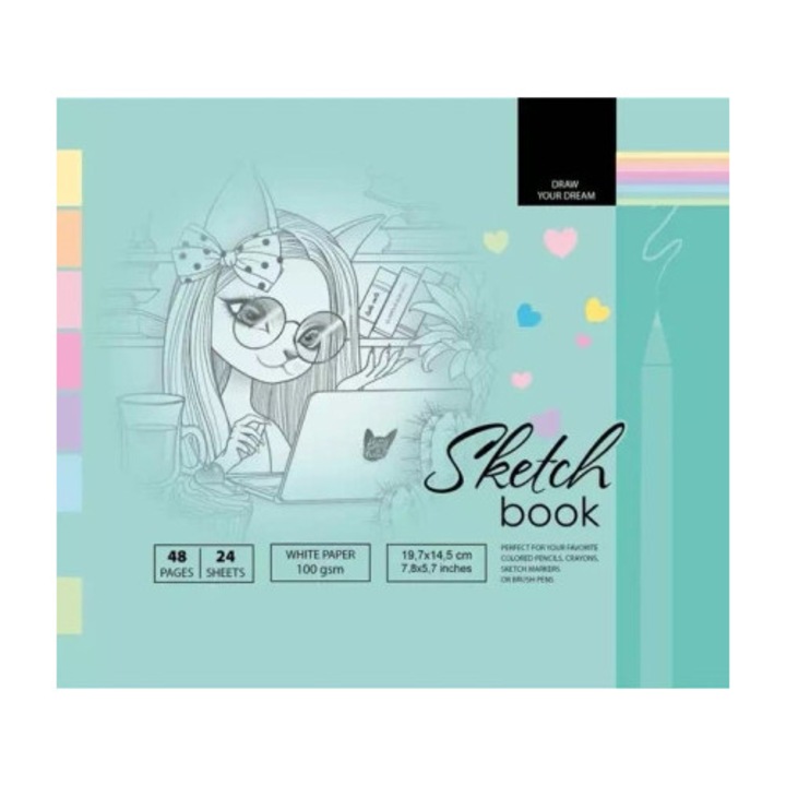 Bloc de desen Fresh, 197x145mm, 48 pagini, 100g/m2