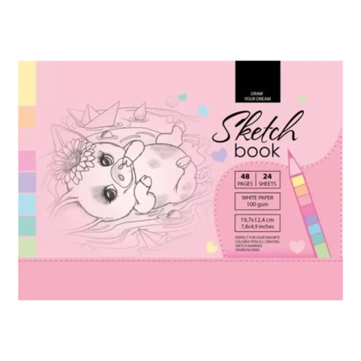 Bloc de desen Fresh 197x124mm, 48 pagini, 100g/m2, multicolor