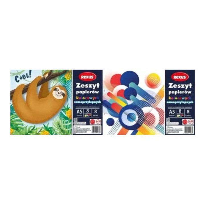 Set de 10 foi colorate autocolante A5, Beniamin, 8 culori, coperta colorata