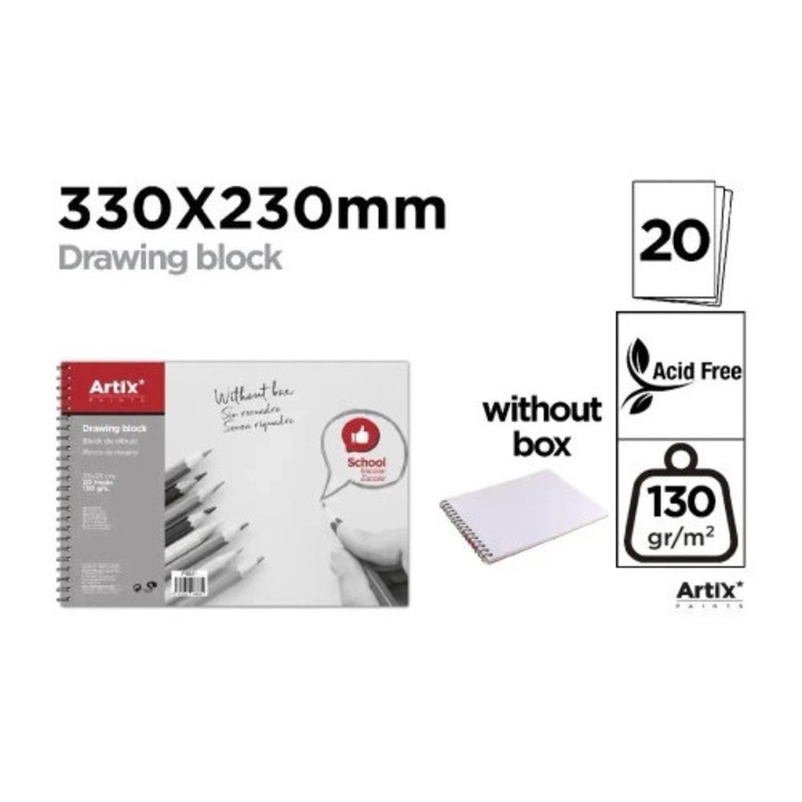 Bloc de desen Artix, 20 foi, 130g/m2, 24x32cm