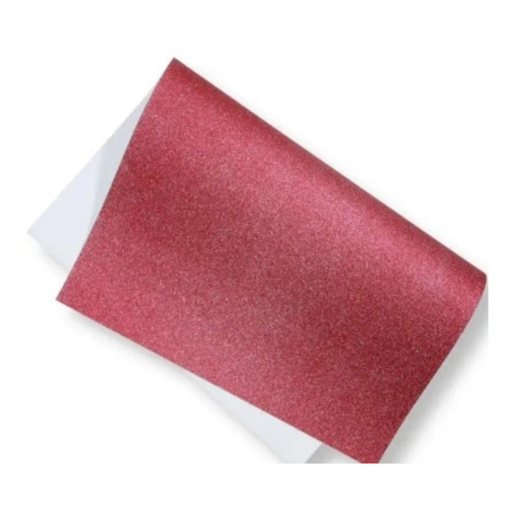 Carton lucru manual cu sclipici POLSIRHURT, 200g, 40x60cm, rosu, 5 coli