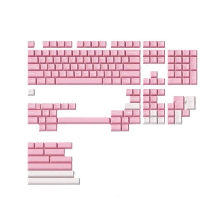 NuPhy Peach Blossom Berry profilú Dye-sub PBT billentyűsapka készlet, Kompatibilis MX Low Profile kapcsolókkal, ANSI US