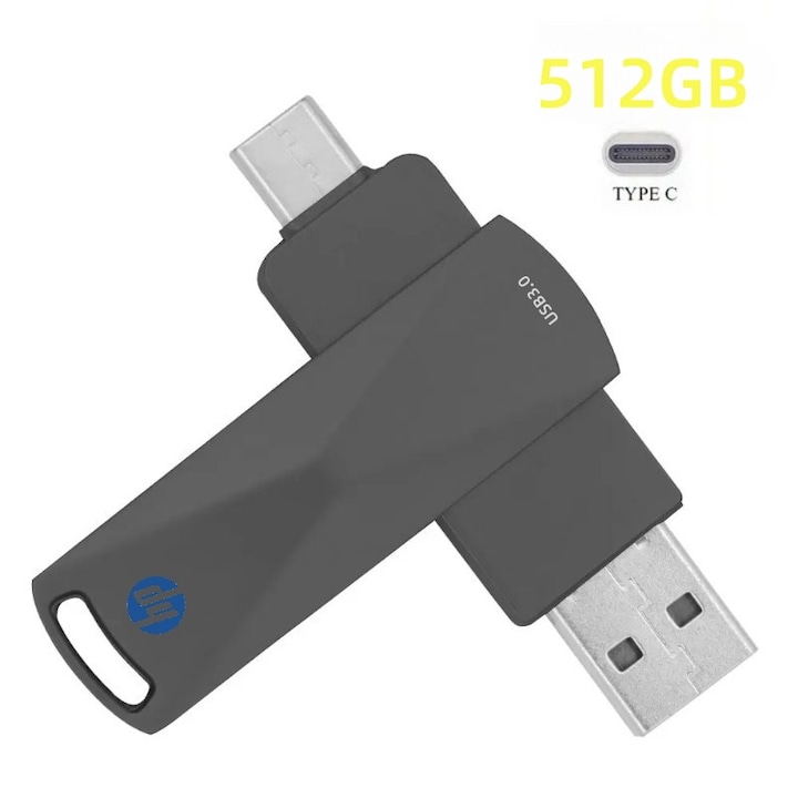 Type-C USB флаш устройство с 2 в 1 512GB високоскоростен интерфейс USB3.0 за компютър, мобилен телефон, метален мини Pen Drive