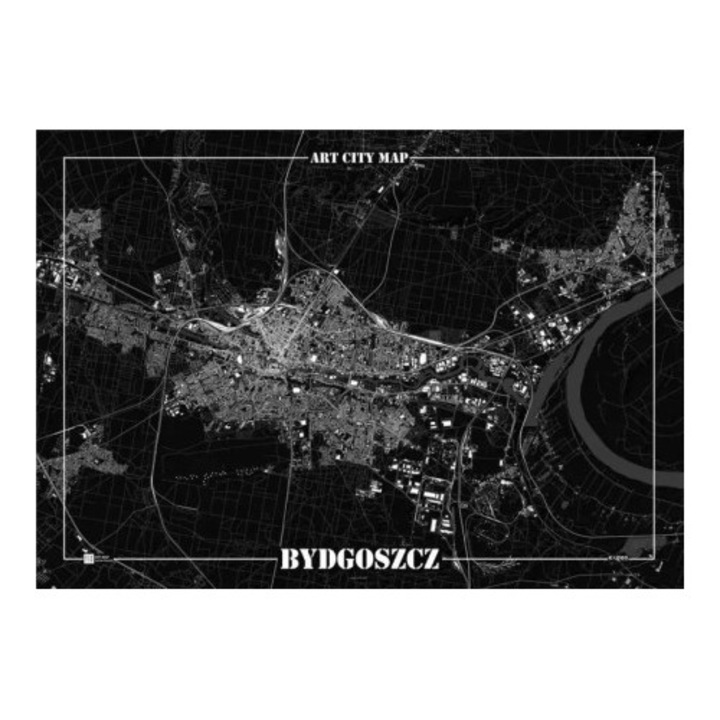Dekoratív festmény, Art-Map, Bydgoszcz, 80x60cm, fekete-fehér