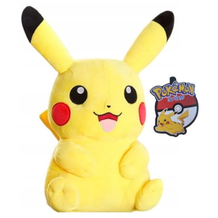 Jucarie De Plus, Pokemon Pikachu, Perna, Galben, 37x26x15 cm, Fabricata Din Material De Inalta Calitate, Foarte Moale, Materialul Este Rezistent La Intindere Si Sifonare, Complet Sigur Pentru Copii - Materialul Este Netoxic Si Prietenos Cu Mediul