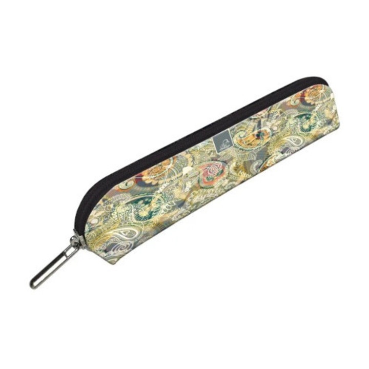 Etui mini EV-Corp, Paisley Gold, 19x4x3,5cm, pentru 6-8 instrumente de scris, colorat