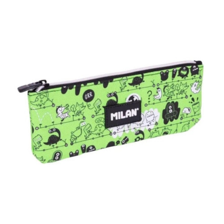 MILAN Tandem 2 tolltartó, dinoszauruszok és űrhajósok, fekete-fehér zöld alapon, 23x9x1,5cm