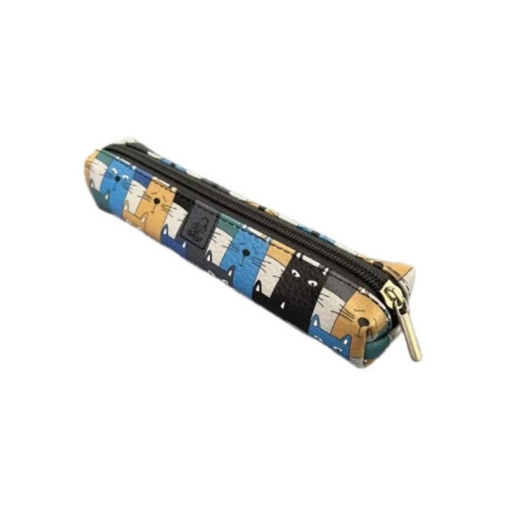 Etui mini EV-Corp, 18x4x4cm, ecopiele, design colorat, pentru 8 instrumente de scris