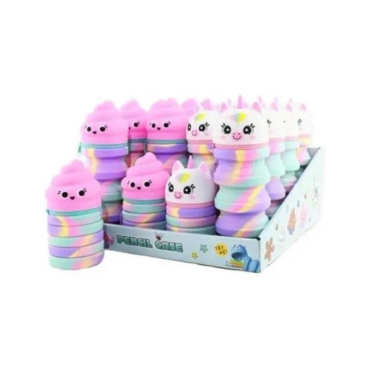 Összecsukható tolltartó, Robe, szilikon, 14x8x7cm, többszínű