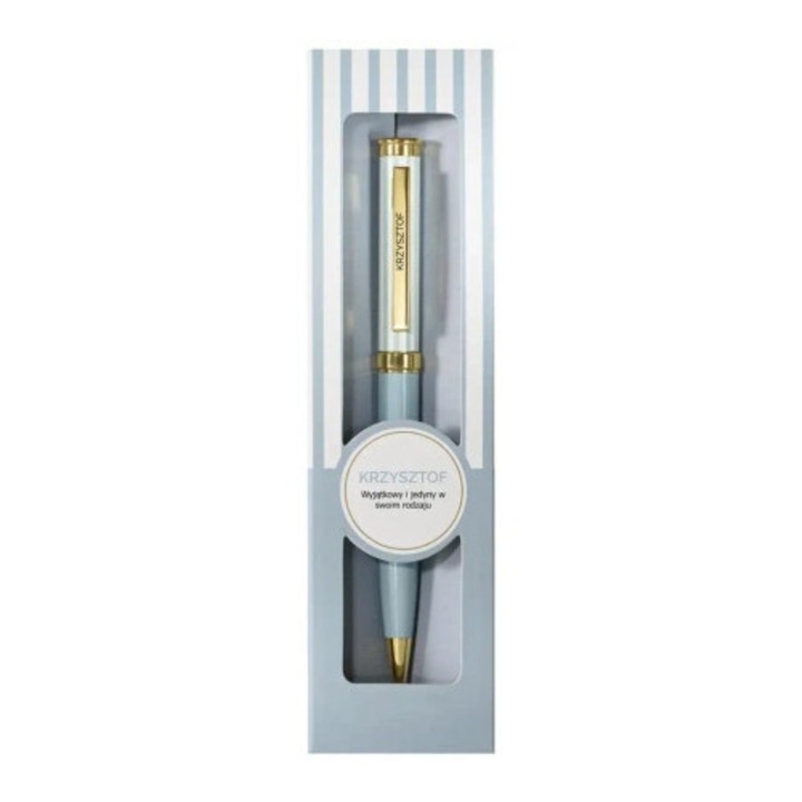 Pix de scris Be-Happy Gifts, model elegant, design modern, pastel, cu rezerve albastre, set in cutie.