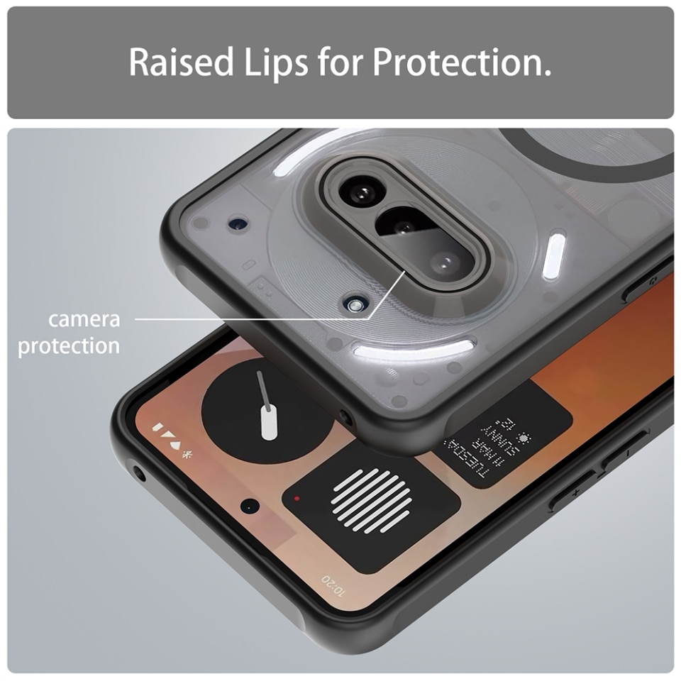 Husa pentru Nothing Phone (3a), SKYDDAR INNOVATION, HaloFrost MagSafe II, Antisoc, set cu sticker, Negru