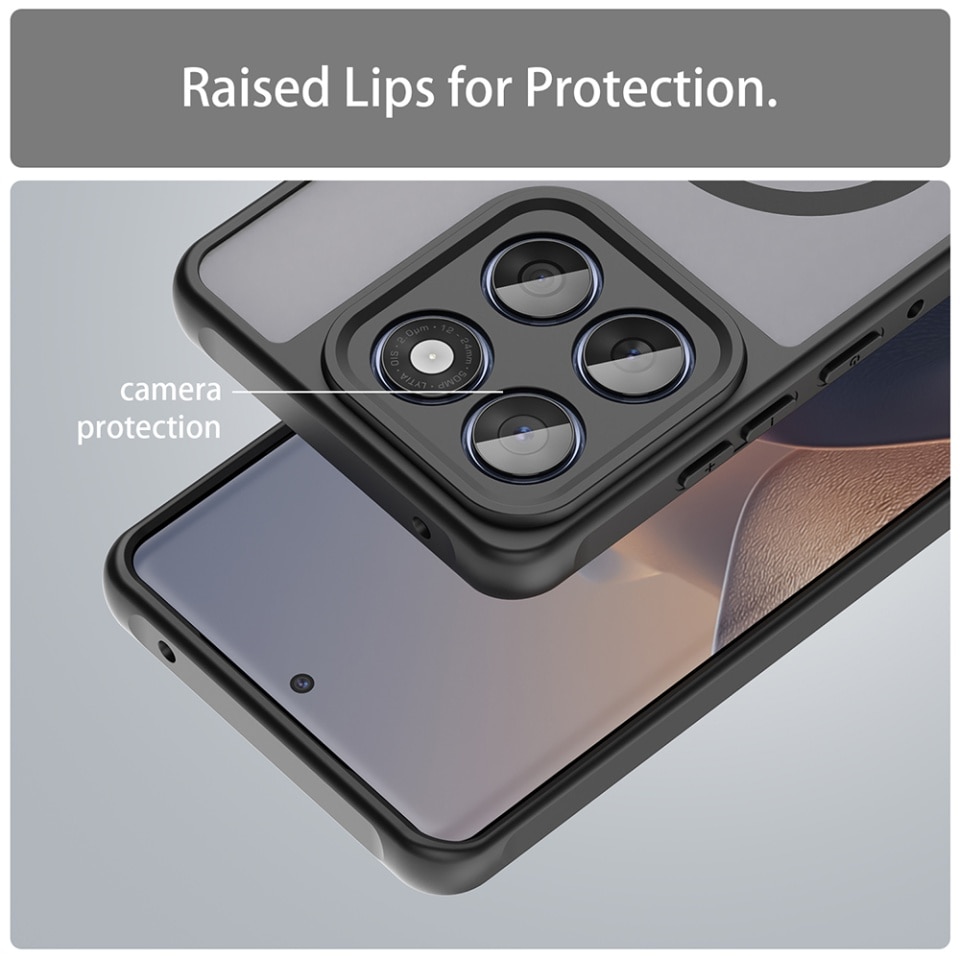 Husa pentru Motorola Edge 60 Fusion / Edge 60, SKYDDAR INNOVATION, HaloFrost MagSafe II, Antisoc, set cu sticker, Negru
