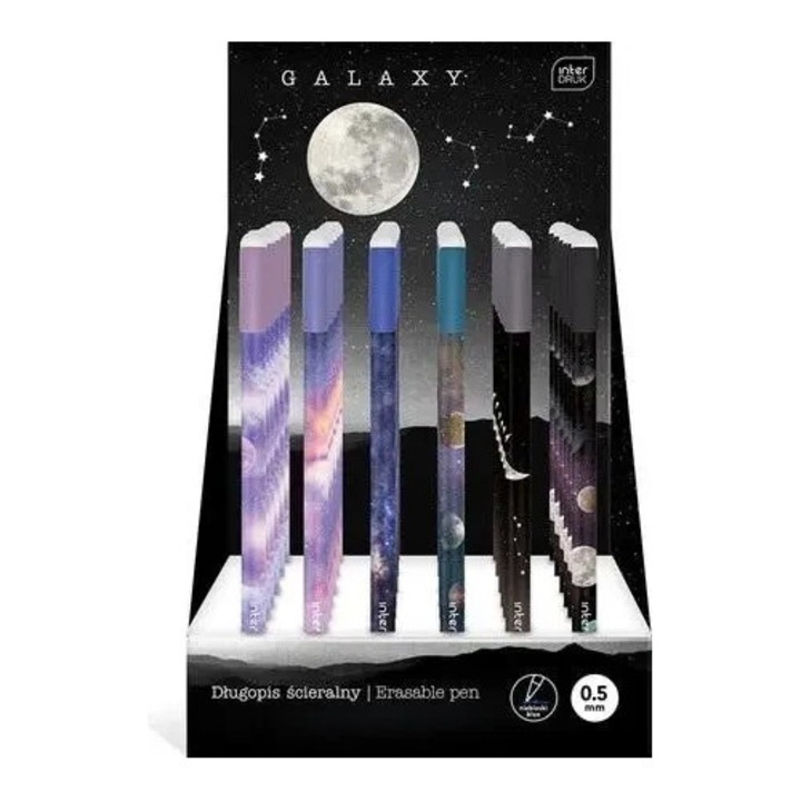 Pixuri set Galaxy, 36 buc, 0.5 mm, albastru, design cosmic