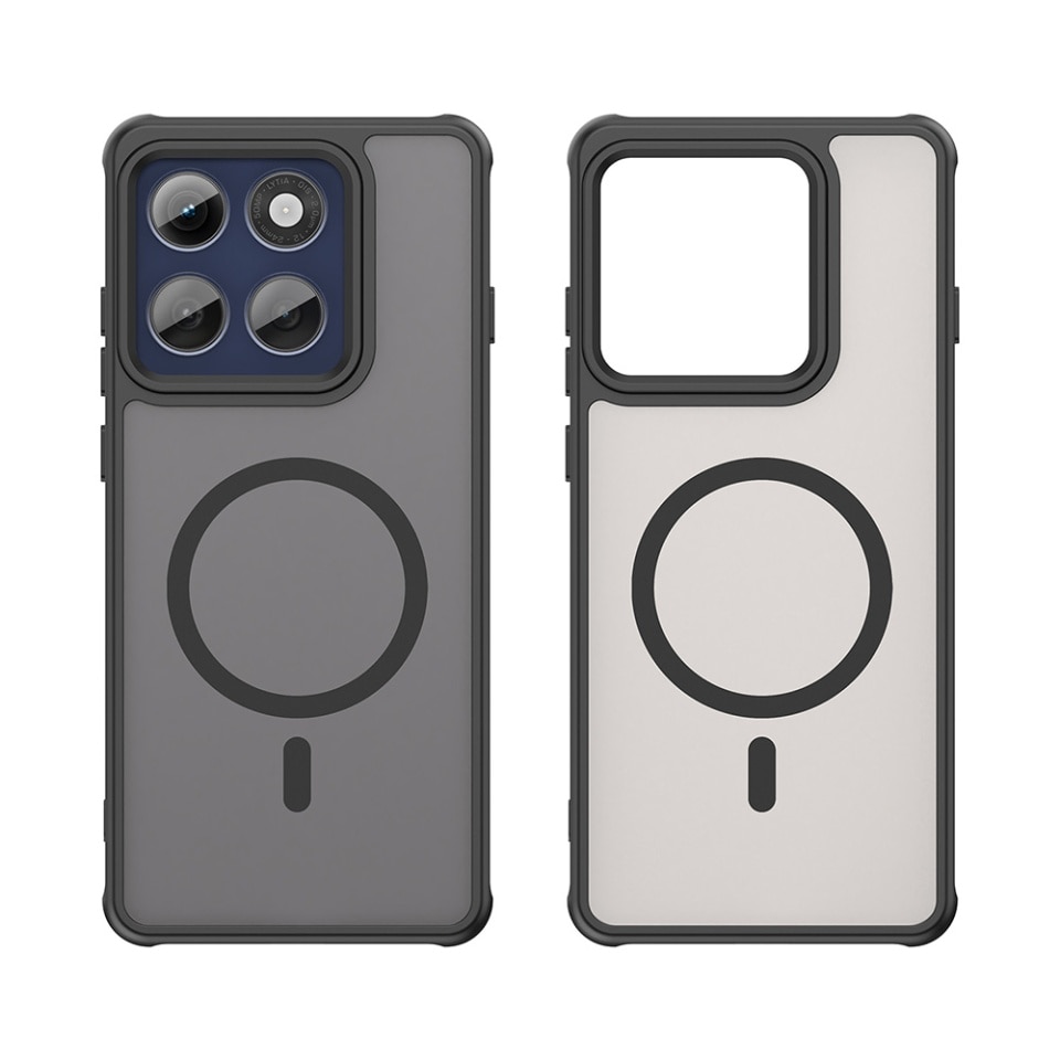 Husa pentru Motorola Edge 60 Pro, SKYDDAR INNOVATION, HaloFrost MagSafe II, Antisoc, set cu sticker, Negru