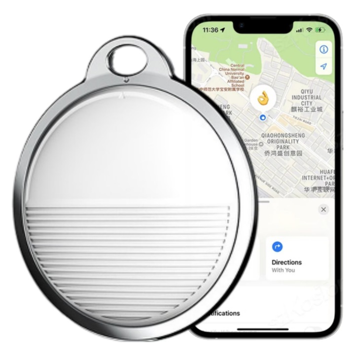 Устройство против загуба GPS тракер, Глобално покритие, Bluetooth, Съвместимо с Apple iOS, Приложение FindMy, Водоустойчиво и прахоустойчиво, за Деца, Възрастни хора, Домашни любимци, Котки, Ключове, Багаж, Портфейли, Включена батерия, Бял