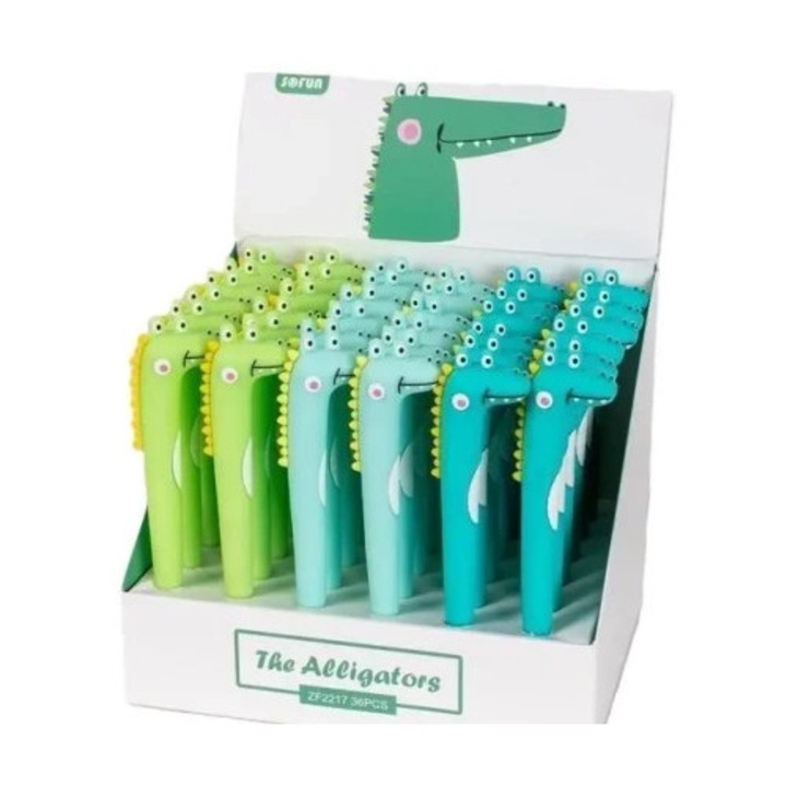 Fandy gél tollak, Silky Aligator MIX, 0,5mm, kék tinta, 36 darabos készlet