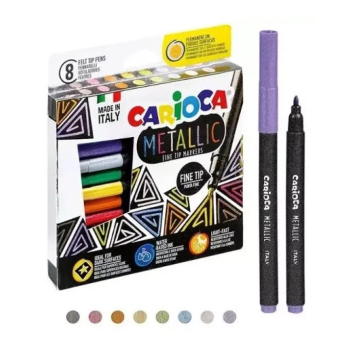 Set de 8 carioci, Carioca, multicolor, poliester, reciclabil