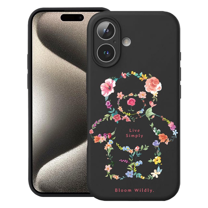 BestCase® Husa pentru Apple iPhone 17 cu Design Teddy Bear Live Simply, Premium Silicone, Microfibra in interior, 2052065 PB 1555