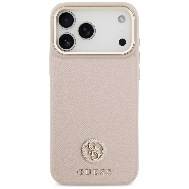 Carcasa Guess Grained Strass Logo cu MagSafe compatibila cu iPhone 17 Pro Max, Roz
