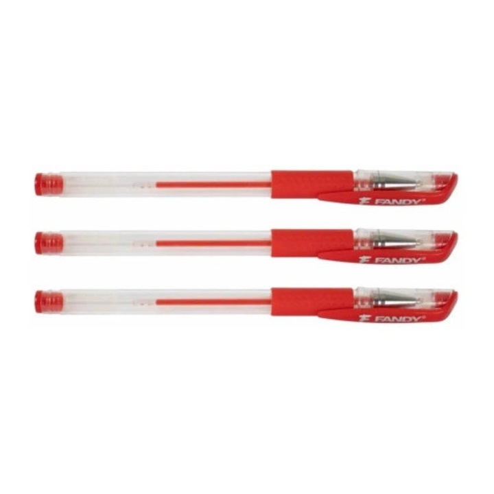 Pixuri Fandy, gel, 0,5mm, cerneala rosie, set 12 bucati