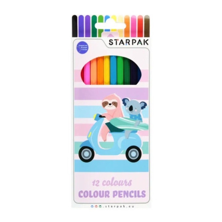 Set 12 creioane colorate STARPAK Koala, culori intense, usor de ascutit, ambalaj cartonat