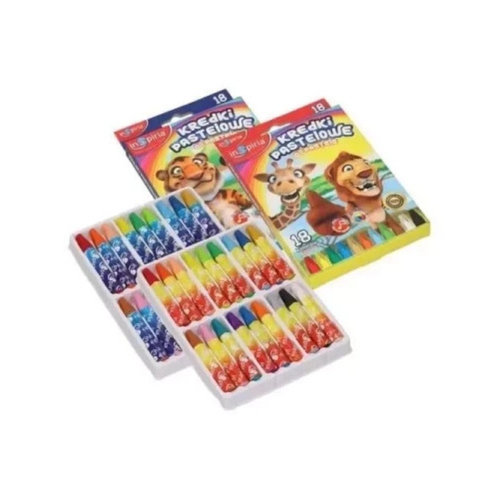 Creioane colorate pastelate InSpiria, 18 culori, set, pentru uz profesional si amator