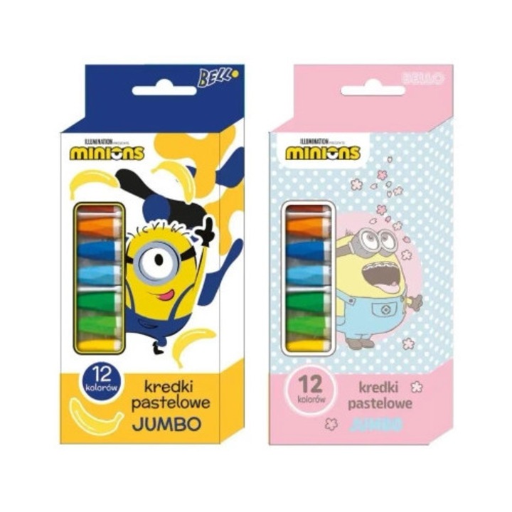 Set creioane pastelate Jumbo 12 culori Beniamin, multicolor, ambalaj cartonat