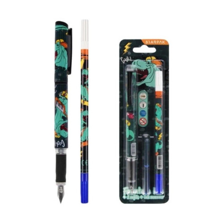 Skate Dino toll 2 patronnal és radírral, 13cm, többszínű