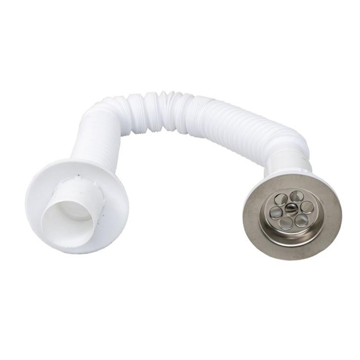 Set 2 x Sifon pentru Chiuveta Q40, Plastic, Alb