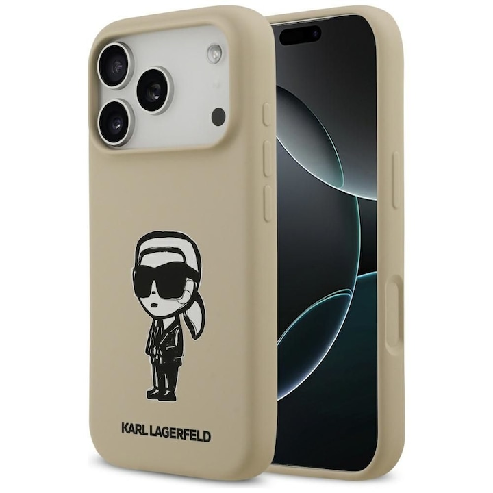 Калъф Karl Lagerfeld съвместим с Apple 17 Pro, Силикон KL Sketch Logo, KLHMP17LSKIGROW, Кафяв