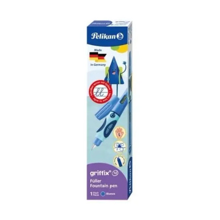 Stilou Pelikan Griffix etapa 4, ergonomic, albastru, pentru copii stangaci