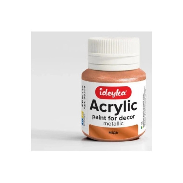 Acuarela acrilica metalizata Ideyka, 20ml, culoare cupru
