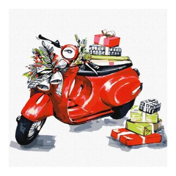 Set pictura pe numere, Ideyka, motocicleta festiva, 30x30cm