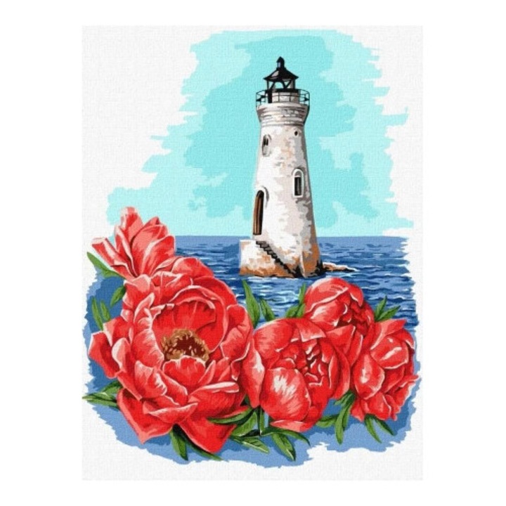 Set pictura pe numere, Ideyka, Far, 30x40cm, 3 pensule, culori acrilice eco