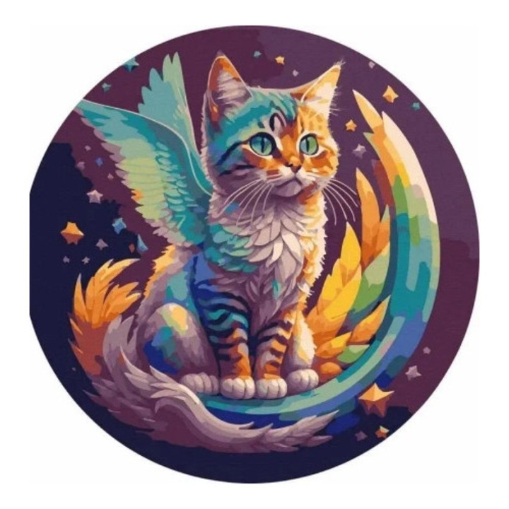 Set pictura dupa numere, Twoje Hobby, pisicuta cu aripi, 40cm, dificultate 3