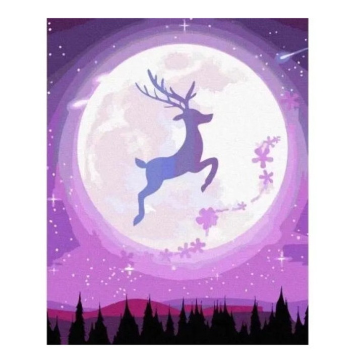 Set pictura dupa numere, Twoje Hobby, Bajkowy jelen, 25 culori, 40x50cm